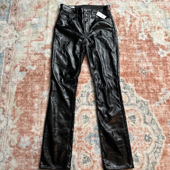 GAP Pants - NWT Gap Vintage Slim High Rise Black Faux Leather Pants Womens 24/00 90s Y2K
